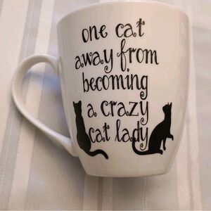 Pfaltzgraff Ceramic Coffee Mug One Cat Away From Becoming a Crazy Cat Lady 16 oz